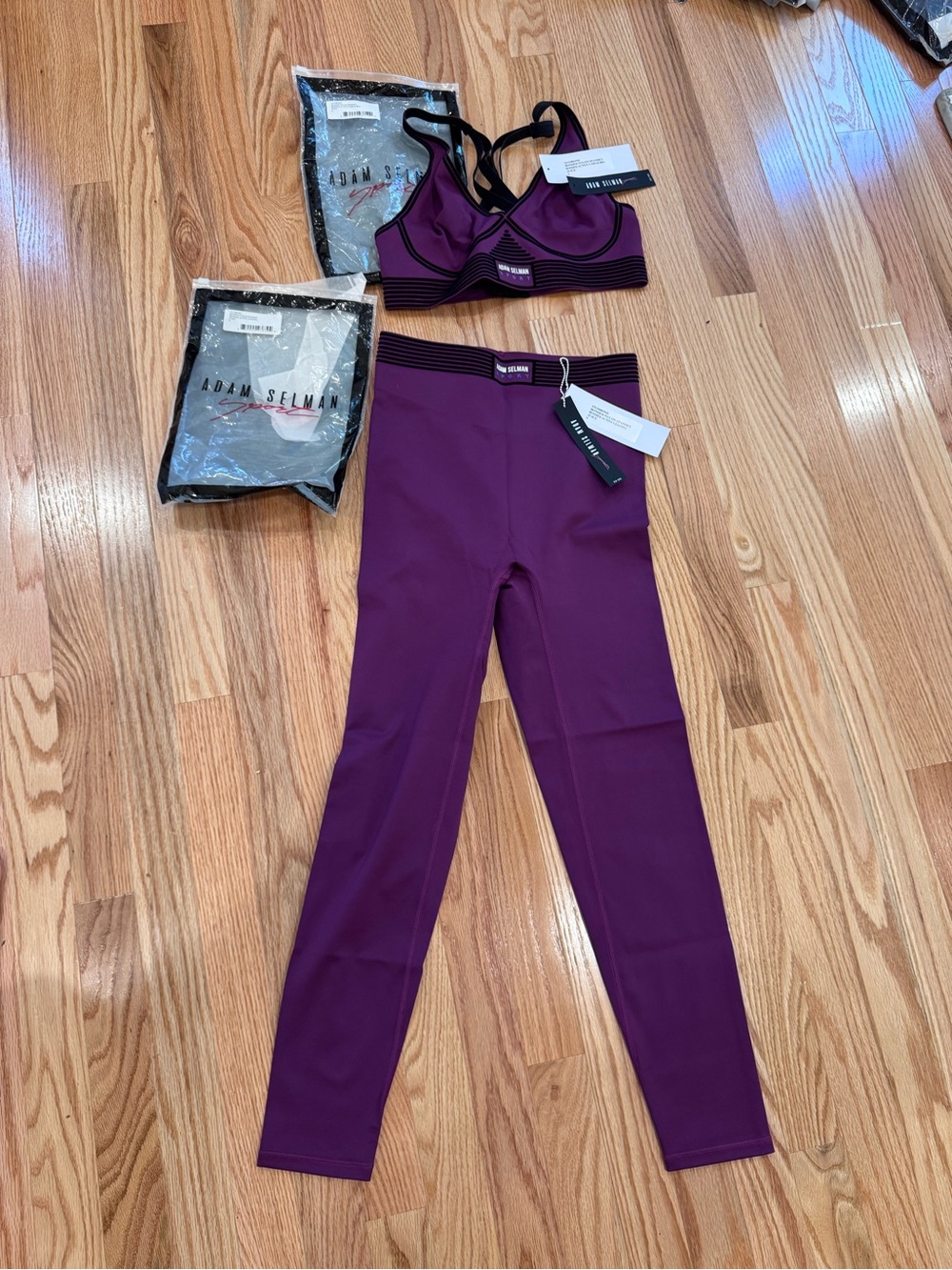 Adam Selman Sport Bonded Active Leggings and Bonded Active V-Neck Bra